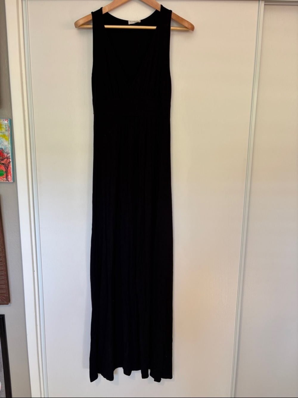 Minimalist Travel Maxi Dress Size Medium Loveappella Black Jersey Timeless Basic - Picture 2 of 9